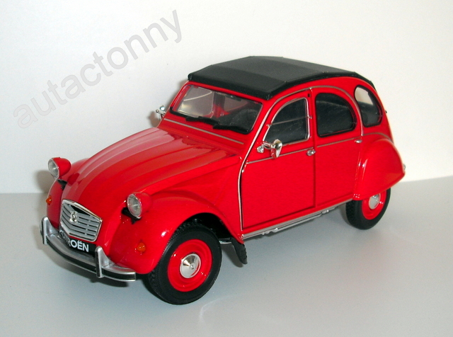 7_2CV červená, černá střecha 1983 (Welly) měř. 1.24